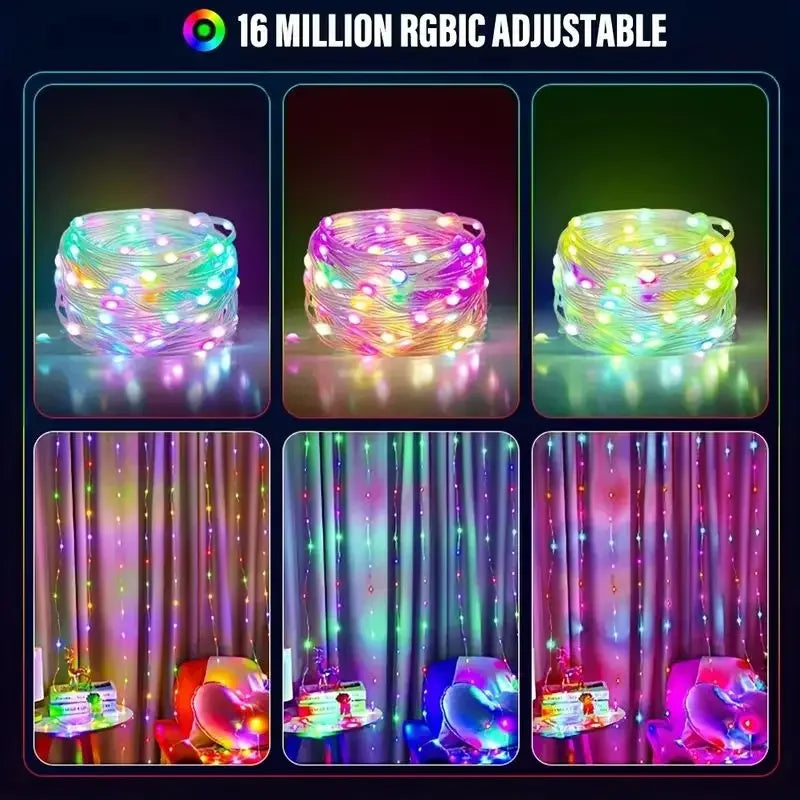 USB 5V Smart RGB-IC Fairy Light String Christmas Lights Decorations Lamp Garland WS2812 Bluetooth APP&Remote Control Addressable
