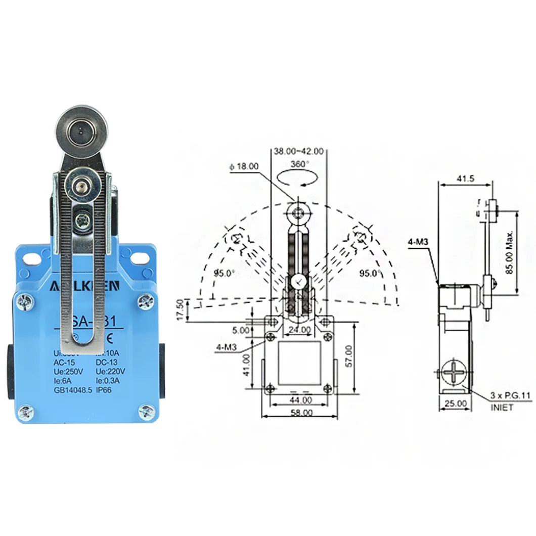 ABILKEEN Stainless Steel IP66 Waterproof KSA Series Industrial Machine Limit Switch Multiple Styles Limit Switch Available