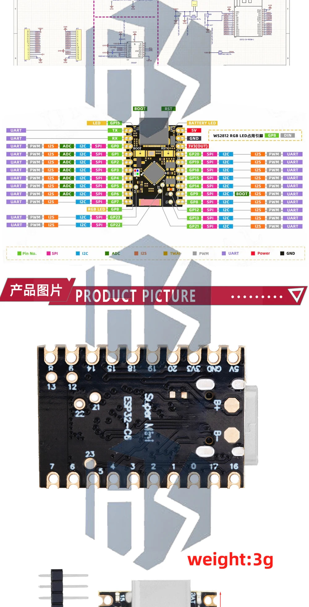 ESP32-C6 SuperMini Development Board Microcontroller Programming Learning Controller Core Board