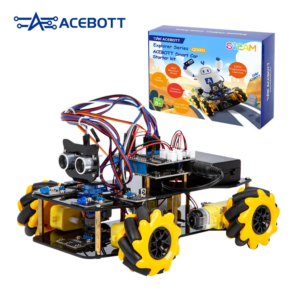 ACEBOTT Robot Toy Starter Kit for Arduino Project with ESP32 and Code Learning Develop Skill Full Version Smart Car Kit