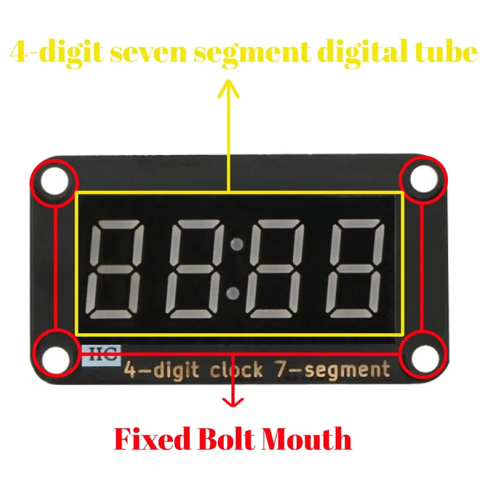0.36 Inch 4 Digit 7 Segment TM1637 Clock Display Module I2C Communication 3.3V 5V Anti-reverse PH2.0 for Arduino ESP32 Microbit