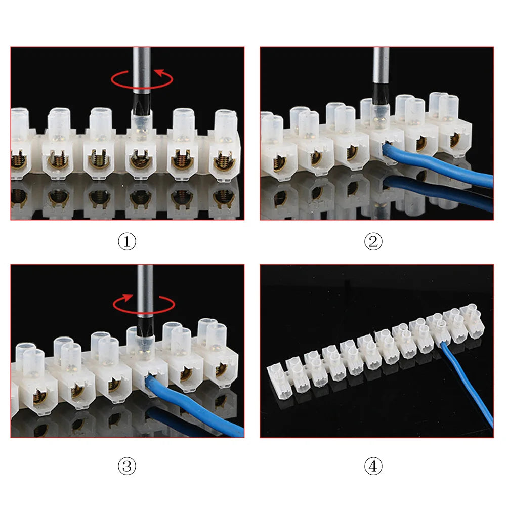 Junction Box Electrical Screw Terminal Block and Insulated Barrier Strip Wire Connectors Connecter Electronic Cable Contacts