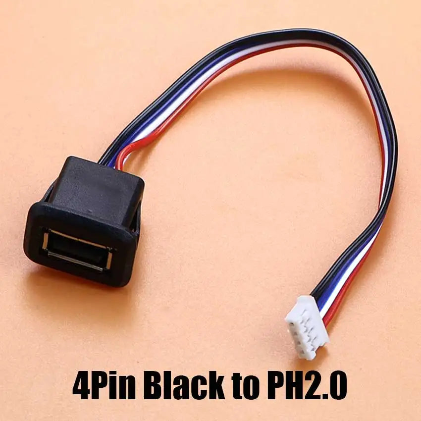 1/5pcs 2Pin 4Pin USB 2.0 Female Power Jack 2P 4P USB A Charging Port Connector With DIY Cable PH2.0 Terminal USB Charger Socket