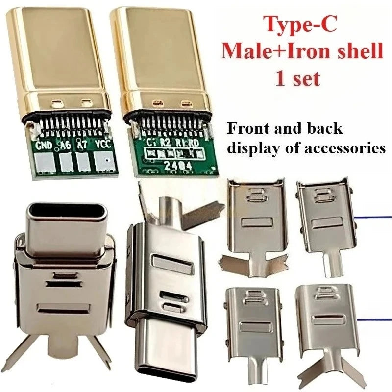5pcs/Lot 4Pin USB Type-C Gold-plated Male Plug USBC DIY Self-repair Welding Charging Data Line Parts Type C Connector for Phone