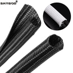 1~50m Expandable Cable Sleeve PET Braided Self Closed Auto Insulated Wrap Flexible Pipe Tube Split Line Protector Wire Organizer
