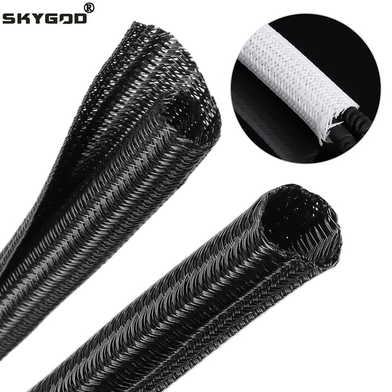 1~50m Expandable Cable Sleeve PET Braided Self Closed Auto Insulated Wrap Flexible Pipe Tube Split Line Protector Wire Organizer