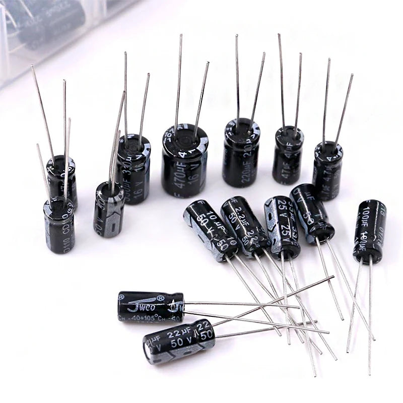 15 Values Electrolytic Capacitor Assortment Kit, 270Pcs 0.1uF to 470uF Aluminum Electrolytic Capacitors Set