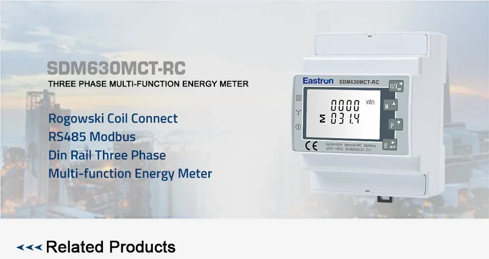 SDM630MCT-RC+3pcsESCT-RC60-240 Three Phase Three Wire Rogowski Coil Energy Meter High Precision Energy Meter with Rogowski Coil