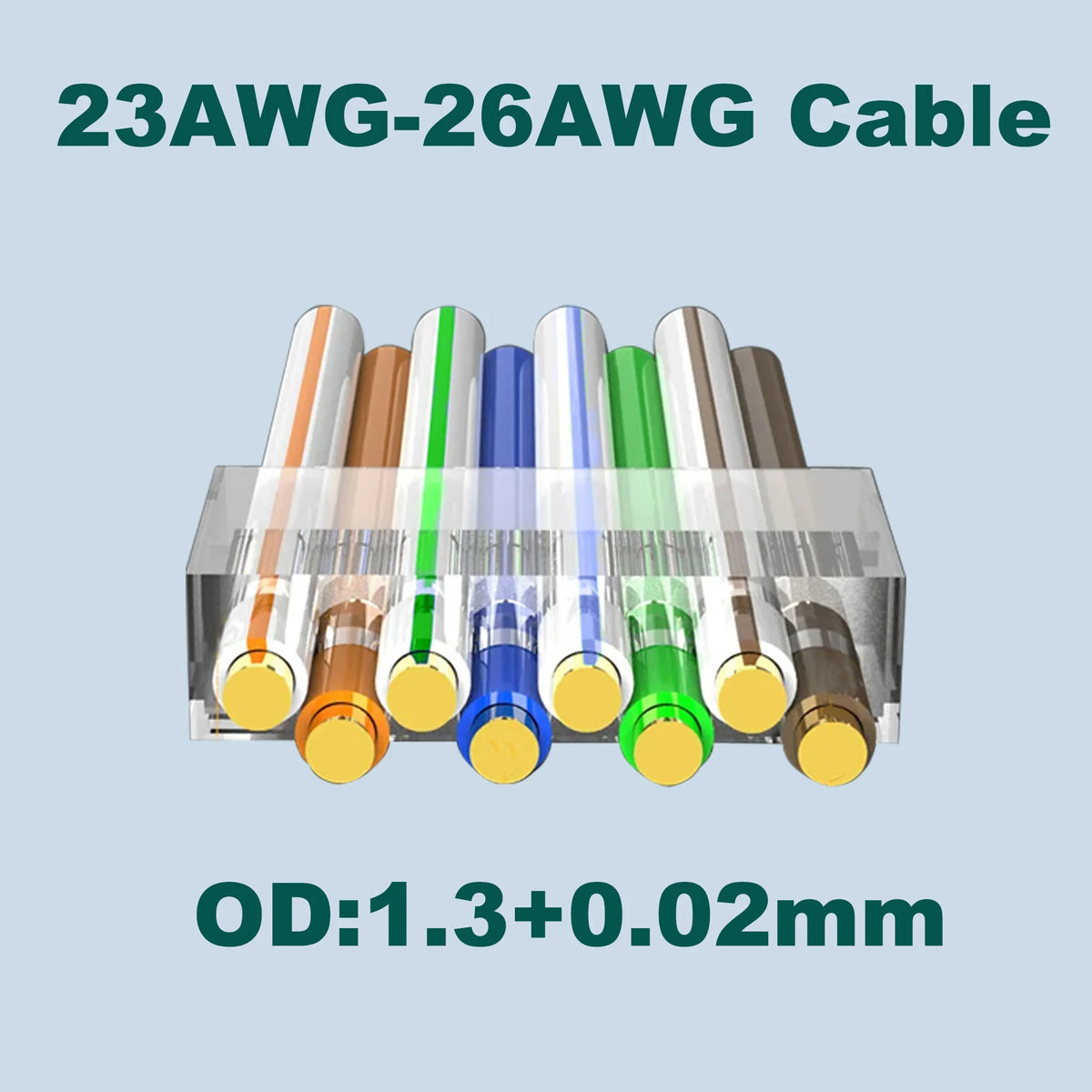 COMNEN 10Gbps RJ45 Connectors Cat8 Cat7 Cat6A Pass Through 8P8C 1.3mm Gold Plated Shielded FTP/STP|RJ45 Network Modular Plug