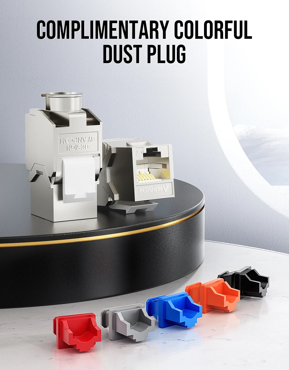 AMPCOM CAT7 RJ45 Keystone Jack, STP Shielded Tool Free Self-Locking CAT8 Cat6a Keystone Zinc Alloy RJ45 Module Coupler Adapter