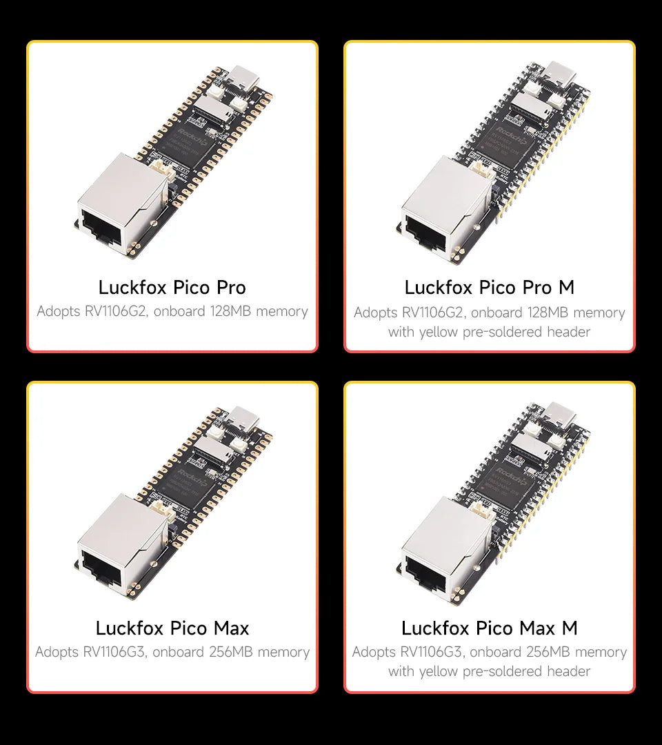 Luckfox Pico Pro/Max RV1106 Linux Micro Development Board, Integrates ARM Cortex-A7/RISC-V MCU/NPU/ISP Processors