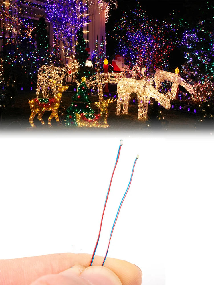 50pcs/bag 0402 0603 0805 1206 SMD Lamp Wired Micro Litz Led Pre-Soldered Chip Wired 30cm 3V DIY Railway Models Scenes Toy Light