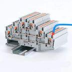 10Pcs PT2.5-3L Din Rail Terminal Block 3 Level Push In Wire Connector 2.5mm² Quick Wiring Electrical Cable Splitter