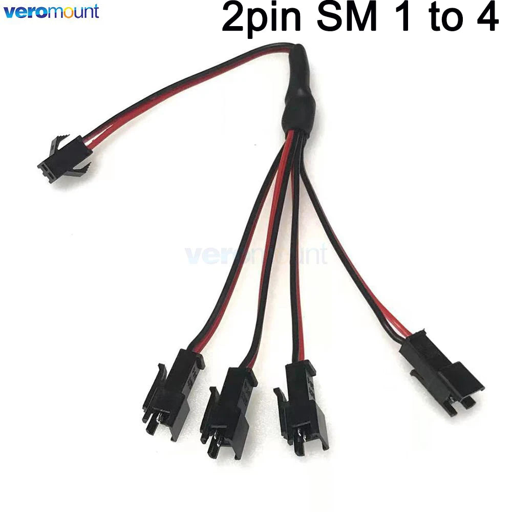 2Pin 3Pin 4Pin SM Splitter Connector 1 to 2 3 4 LED Connector JST Male Female Connector Wire Cable For WS2812 LED Strip Light