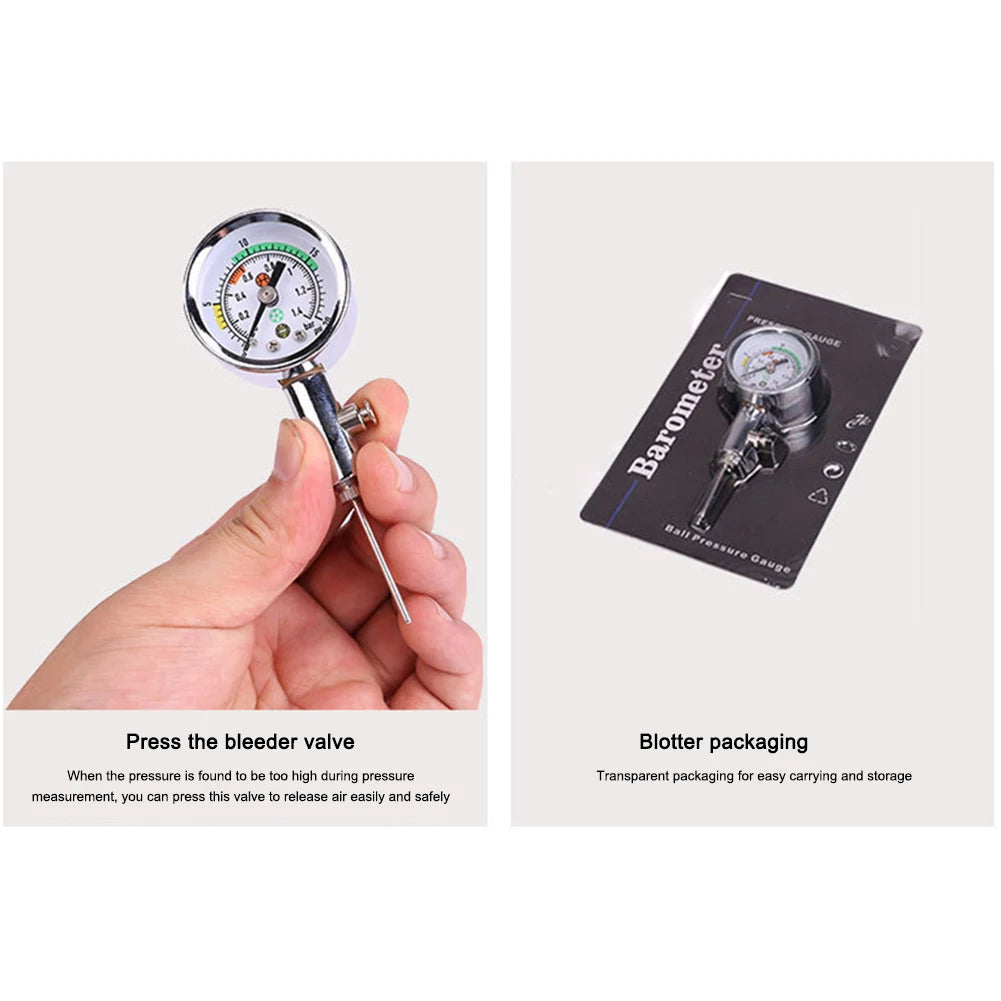 Soccer Ball Pressure Gauge Air Watch Or 3PCS Needle Football Volleyball Barometers Portable Air Release Valve Inflatable Tools