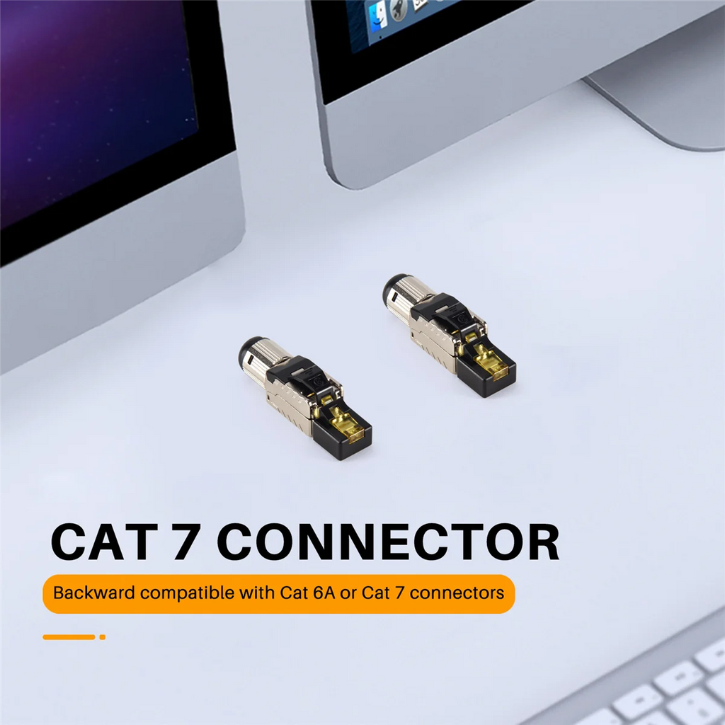 6-Pack Tool Free Shielded RJ45 Cat 8, Cat8 Field Termination Plug, Cat8 Connector, Cat8 Plug