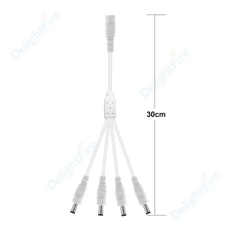 DC Power 1 Female to 2 Male 5.5mm x 2.1mm Barrel Plug Y Splitter Adapter Splitter Cord for Surveillance Camera LED Strip Light