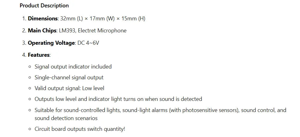 Mic Sound Detection Sensor Module for Smart Car Arduino Raspberry Pi Clap Switch High Sensitivity DIY Home Automation Project