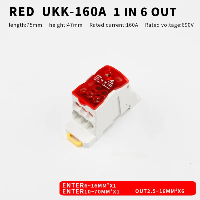 Distribution Box One In Several Out Power Wire Universal Electric Connector Junction Din Rail Terminal Block UKK 80A160A250A400A