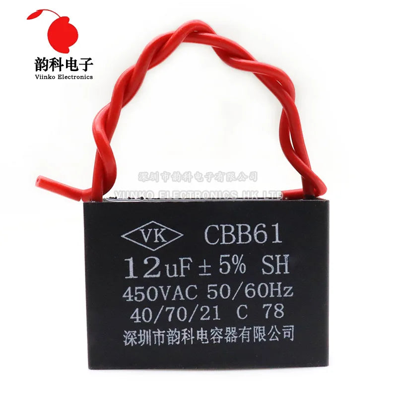 CBB61 450V Fan Start Capacitor 1UF 1.2UF 1.5UF 1.8UF 2UF 2.5UF 3UF 3.5UF 4UF 4.5UF 5UF 6UF 7UF 8UF 10UF 16UF 18UF 20UF 25UF