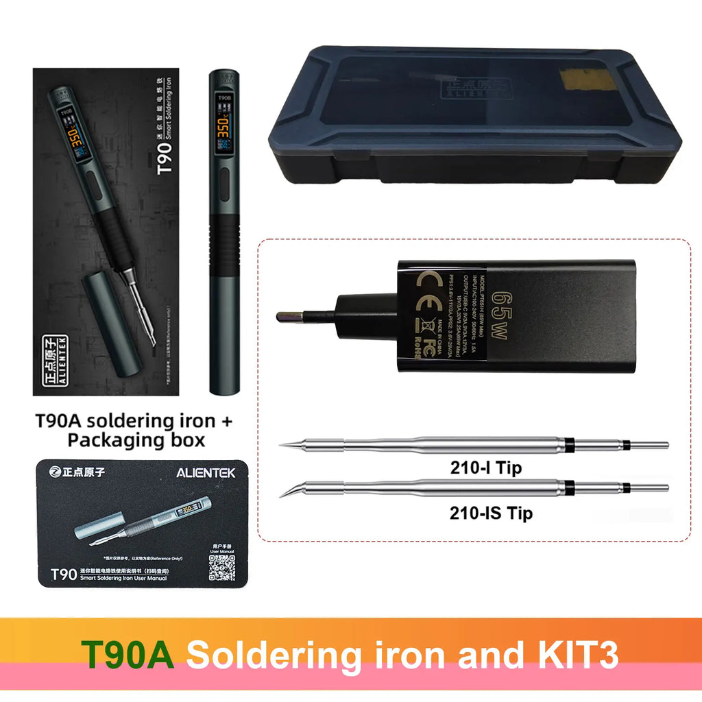 ALIENTEK T90 Soldering Iron PD3.1 140W Adjustable Temperature 80-450℃ Precision Welding Solder Kit T245 T210 Welding Tool