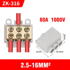 High Power Branch Terminal Quick Wire Connector Terminal Block 400V Electrical Cable Junction Box ZK-306 T-Type Wiring Terminal