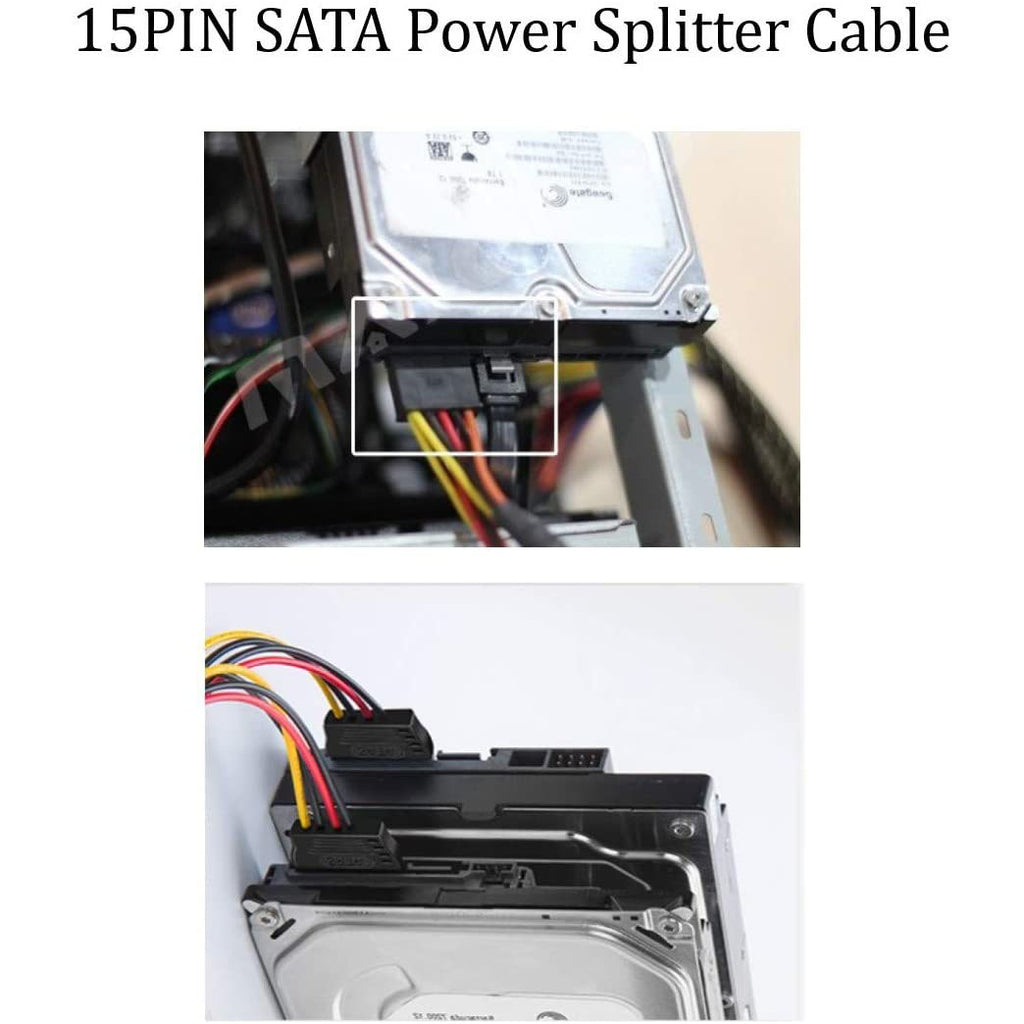 5pcs 4 Pin Molex To 2×15 Pin SATA Power Y-Cable Adapter For IDE 8 Inches
