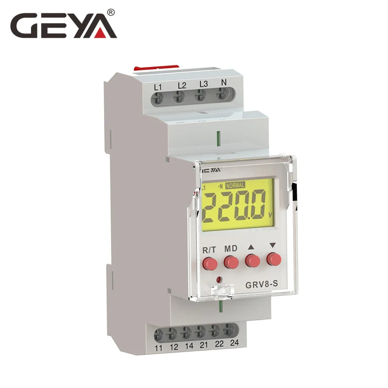 GEYA GRV8-S 3 Phase Digital Display Voltage Relay 8A 2SPDT Monitoring Phase Relay Auto Reset LCD Relay