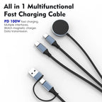 3 In1 Wireless Charging Cable for Mobile Phones with USB-C Wireless Charger for IPhone13 14 16