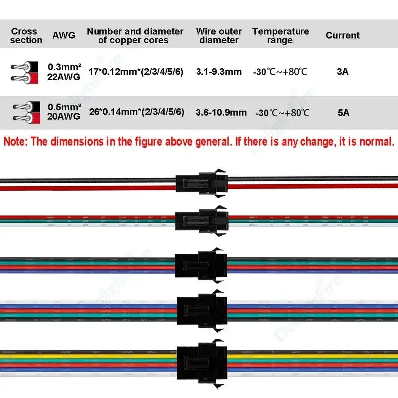 2 3 4 5 6 Pin JST SM LED Connector Cable 3A 5A Male Female Plug Wire Connector For Pixel Light WS2812 Led Strips Driver Battery