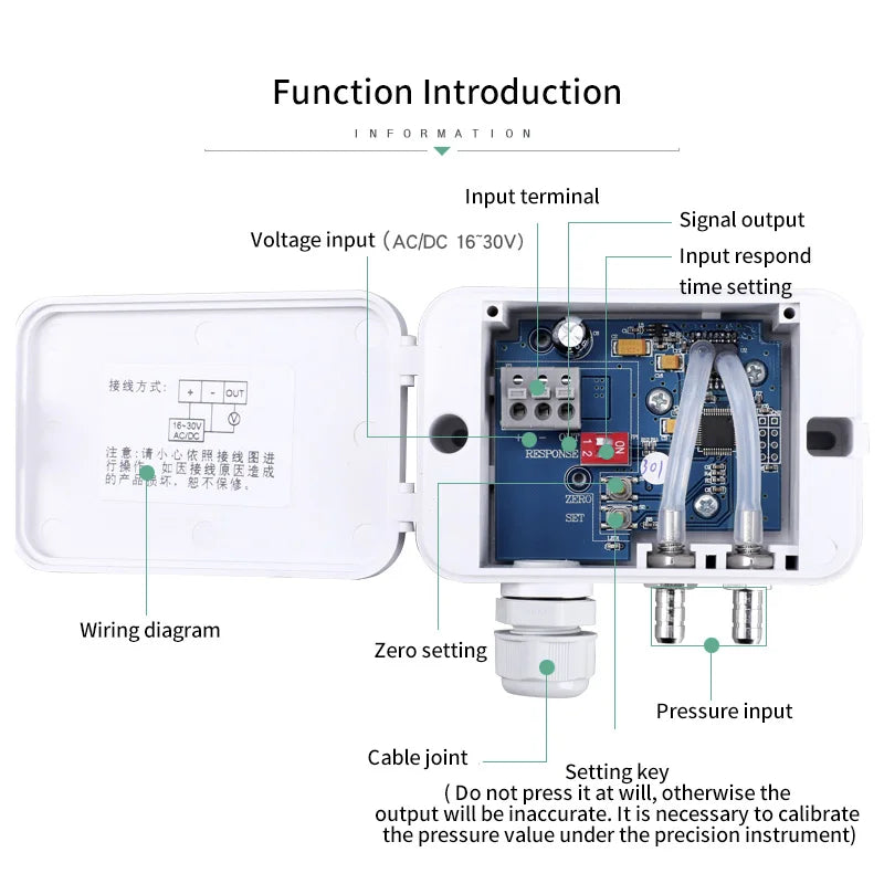 ELM110/112/116 Micro Differential Pressure Transmitter Air Pressure Transmitter Pressure Sensor 100-1000Pa