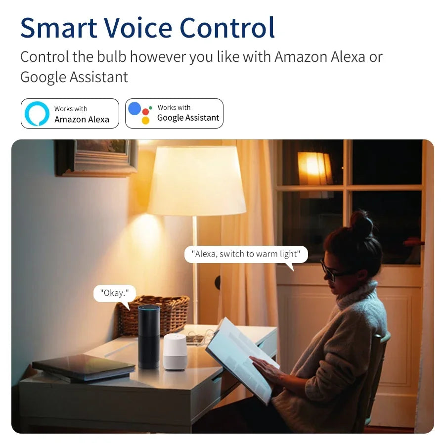 Tuya Smart WiFi LED Bulb Light AC 220V 110V E27 10W 15W 20W LED Lamp Dimmable APP Voice Control Works With Alexa Google Home