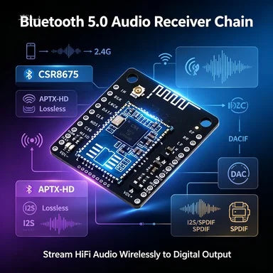 CSR8675 APTX-HD LDAC Bluetooth 5.0 Module, I2S SPDIF, 24Bit/96kHz HiFi Audio