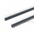 100Pcs 2.54mm Hole Female Header Round Pin Heade Straight Single/Double Row Optional 1x40P 2x40P PH3mm Single Row Gold-plated