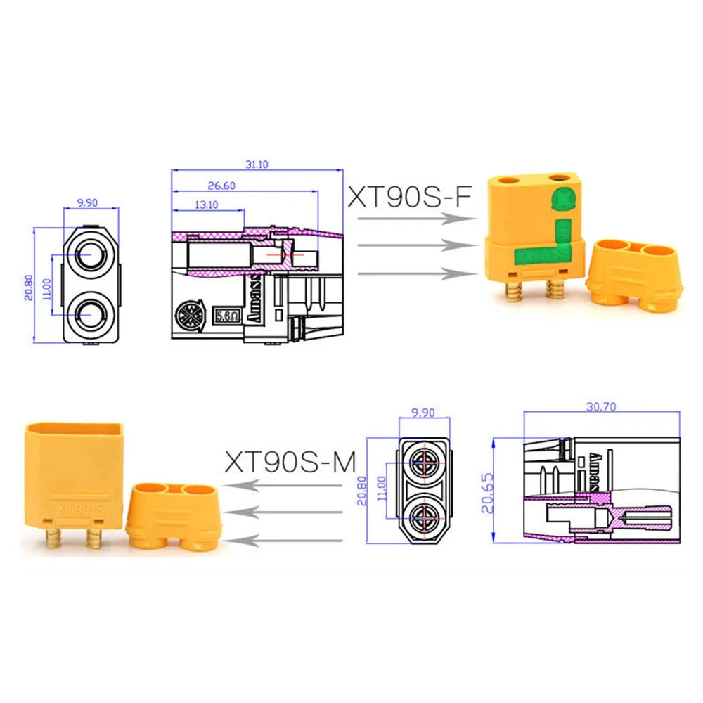 YuXi XT90 XT90-S Male Female Bullet Connector Anti Spark For RC Lipo Battery DIY FPV Quadcopter Brushless Motor