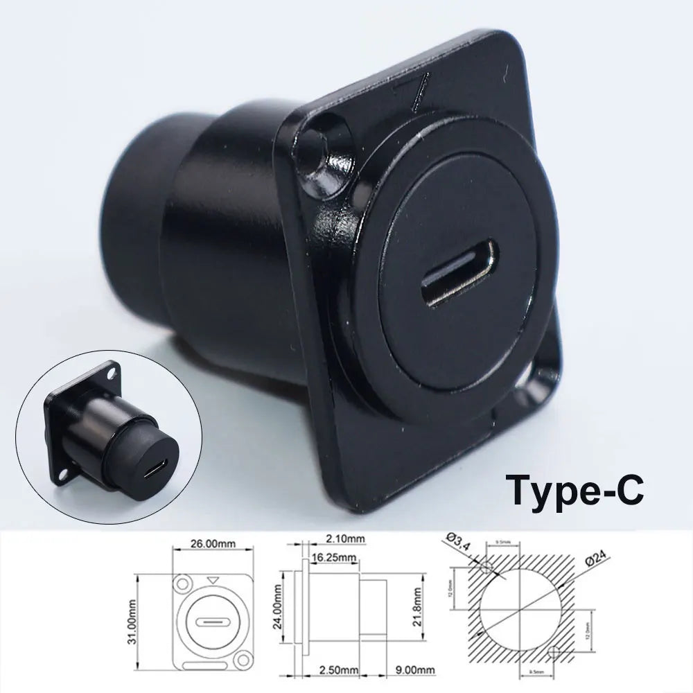 YanXI 1pc Round Socket Module D Type RJ45 Straight Through Network Type-C USB2.0 USB3.0 Connector Panel Mounting HDMI-Jack CAT6
