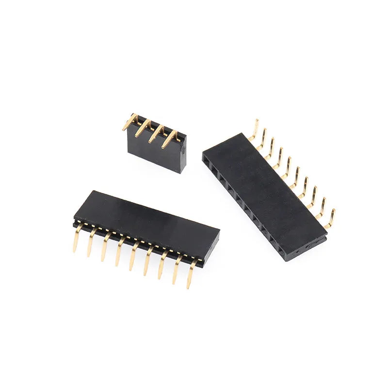 10Pcs 2.54mm Pitch Right Angle Single Row Female Pin Header Strip Socket PCB Board Connector 2~40Pin Stright Pinheader Adapter