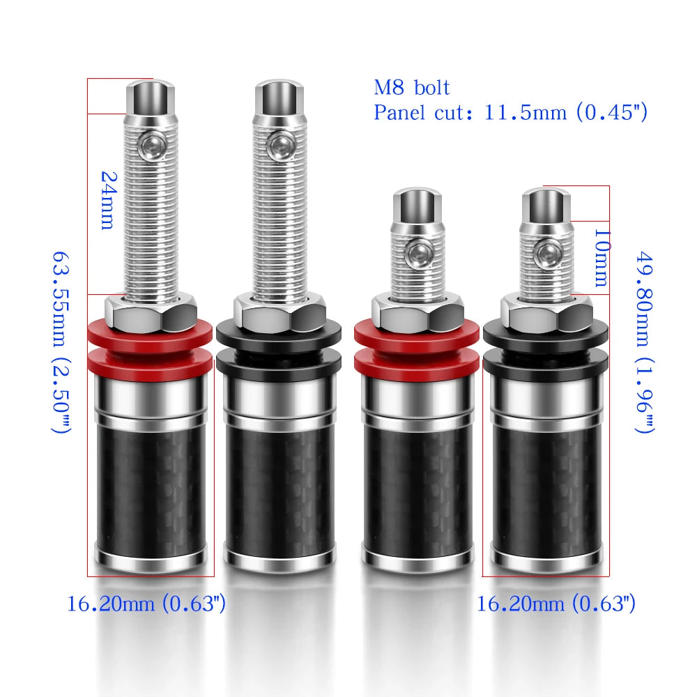 HIFI 4Pcs Gold/Rhodium Plated Copper Speaker Binding Post Female Banana  Connector HIFI Audio AMP Banana Plug  Socket  Terminal