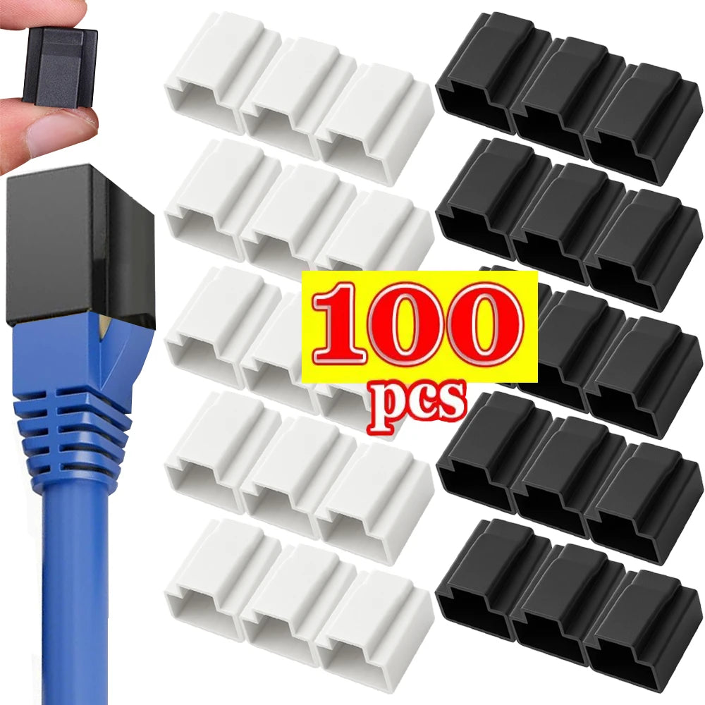 10-100PCS RJ45 Connectors Dust Cover Ethernet Cable Protective Case Cap for RJ45 Pass Through Connector Network Cat6 Cat7
