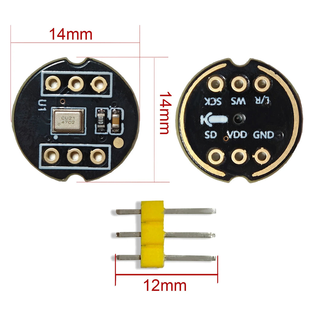 INMP441 Compatible I2S MEMS Microphone Module Omnidirectional 24-bit Digital Output High SNR 61dBA Low Power ESP32 Audio MS3625