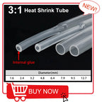 5M 4:1 Heat Shrink Tube With Glue Thermoretractile  Shrinkable Tubing Dual Wall 4 6 8 12 16 18 20mm