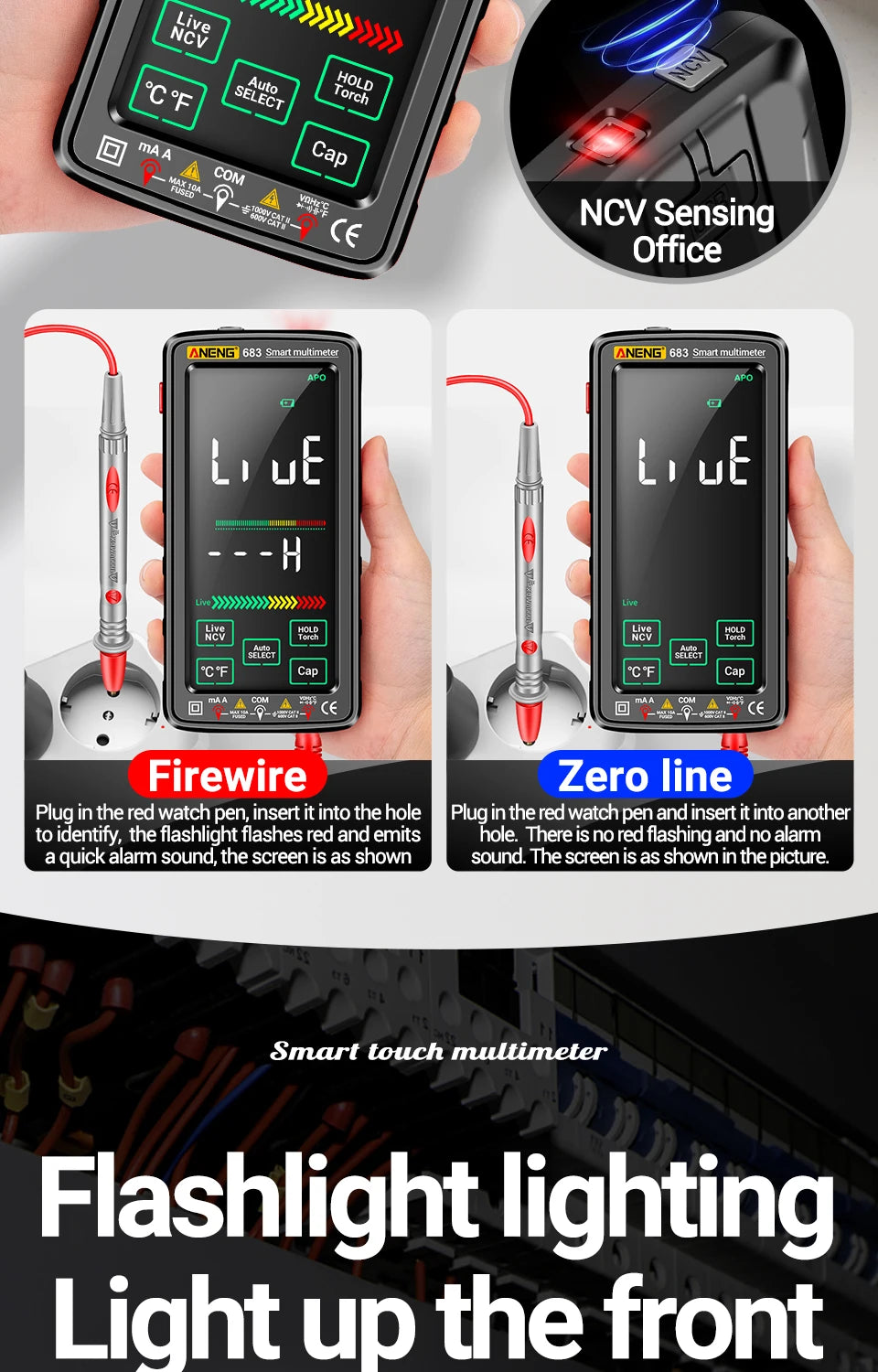 ANENG 683 Smart Multimeter Rechargeable High-end Touch 6000 Counts Multimetro Test Multitester AC/DC Voltage Tester Current Tool