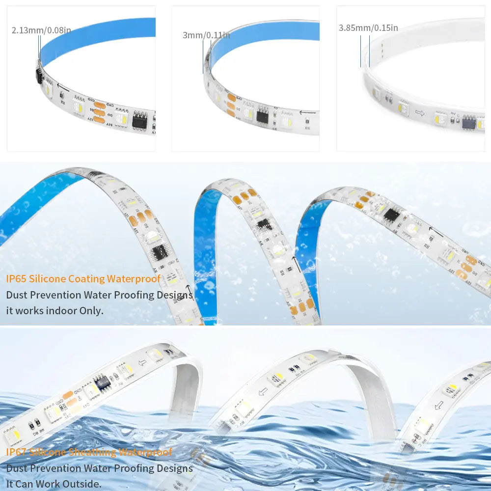 SK6812 WS2814 Led Strip 5050SMD 4 IN 1 60Leds/Pixels/M Individual Addressable Strip RGBW NW WW IP30/65/67 DC5V 12V 24V