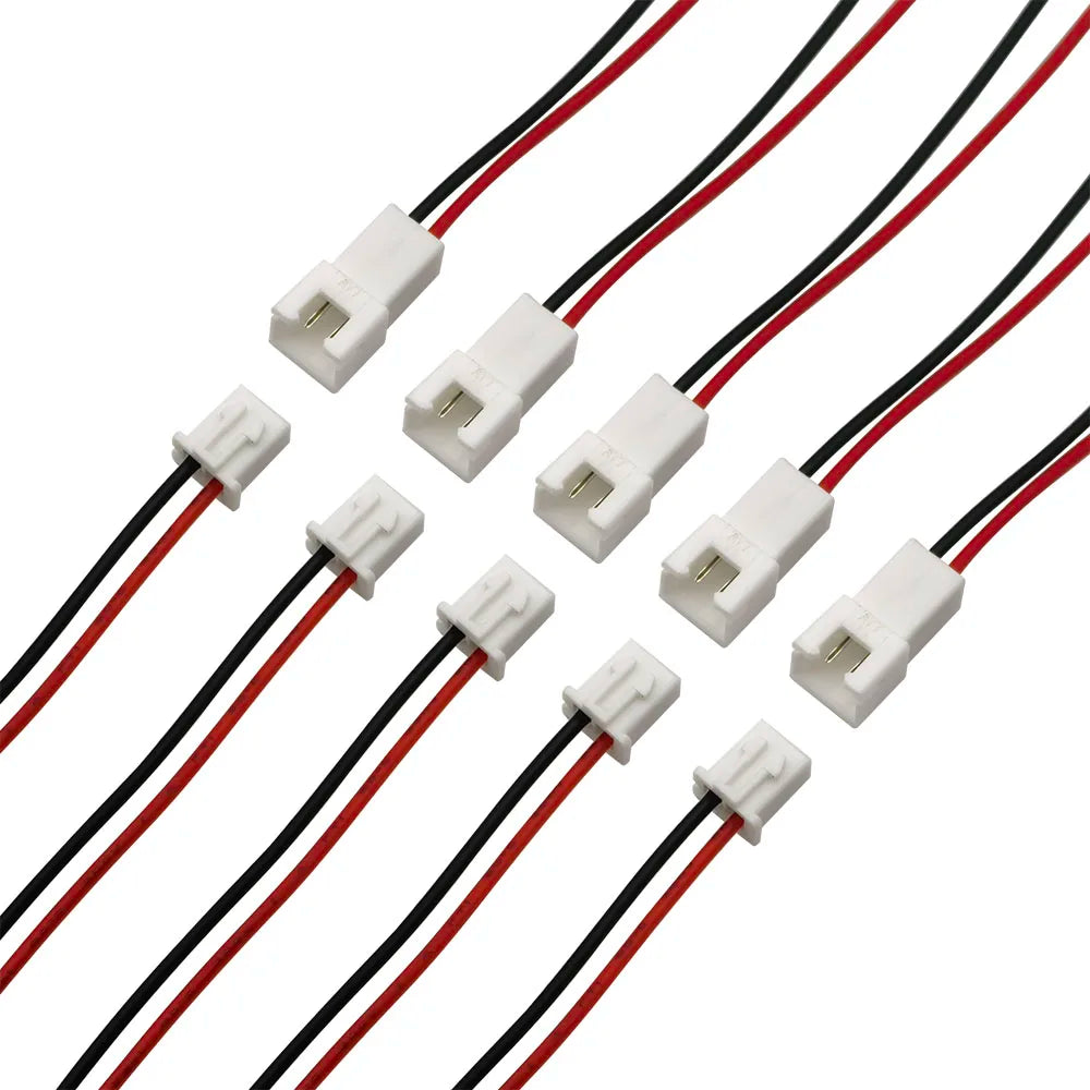 10/5Pcs JST XH 2.54mm Pitch 2 Pin XH2.54 Male Plug / Female Socket Wire Cord Connector 26AWG PVC Wires Length 200mm