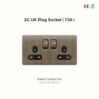 Avoir Bronze Brushed Toggle Switch 1-4 Gang 2 Way Metal Lever Wall Light Switches Standard Plug Adapter Electric Socket With Usb