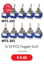 5Pcs ON-OFF-ON  ON-ON3 PIN/6PIN 2/3 Position Mini Latching Toggle Switch AC 125V/6A 250V/3A MTS-102 MTS-103 MTS-202 MTS-203