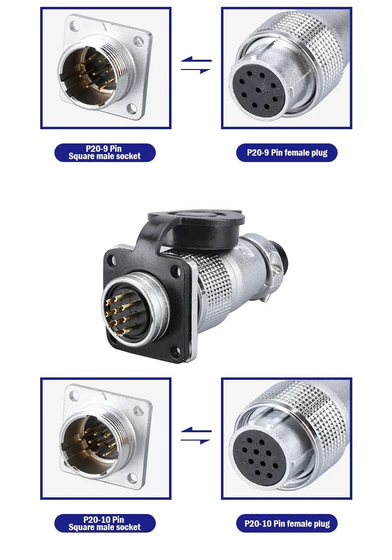 PLS20 Aviation Connector 2/3/4/5/6/7/8/9/10/12Pin Air Carrier Male Female Plug Connector WS20 TP20