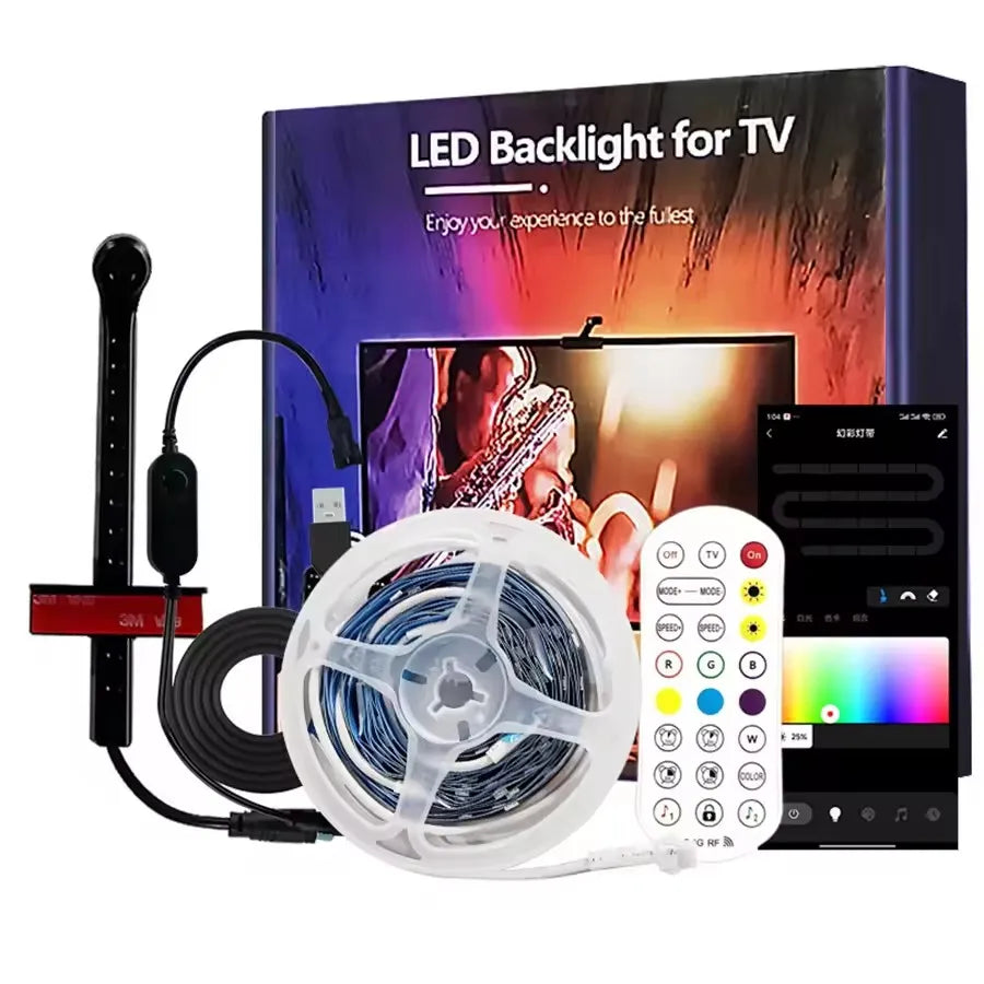 LED TV Backlight with Color Picking Sensor RGB-IC Led Strip Lights App Control Music Sync Light for 55-75inch PC/TV Ambient Ligh