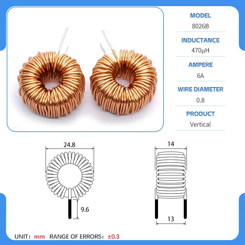 20mm 80-26 Iron powder core Toroidal inductor Wirewound inductor Iron powder core Magnetic ring inductor