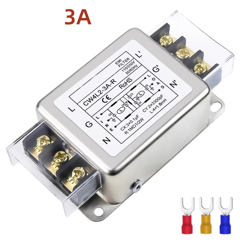 Power filter module CW4L2-20A 3A 6A 10A 20A power filter terminal type bipolar guide terminal block 220v AC EMI power supply ant